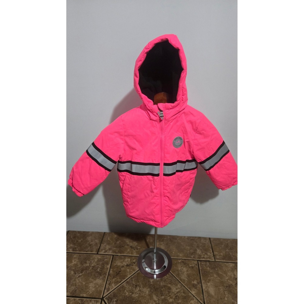 Bass Creek Outfitters Girls Neon Pink Reflective Puffer Jacket Hooded Coat 4